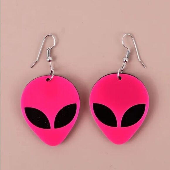 NWOT Acrylic Alien Earrings - Picture 1 of 2